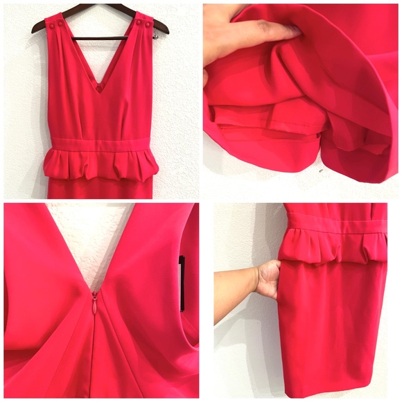 NWT Maje Paris Framboise Red Peplum Sheath Dress - Picture 12 of 15